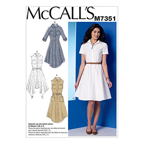 McCall's Patterns M7351 Damen Hemdkleider mit Taschen und Gürtel, Größe E5 (42-44-46-48-50) von McCall's Patterns