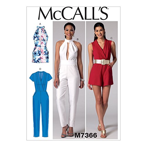 McCall's Patterns M7366 Damen-Overall, plissiert, mit tiefem Ausschnitt, Jumpsuits und Gürtel, E5 (42-46-48-50) von McCall's Patterns