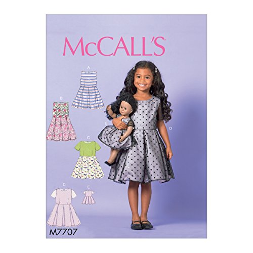 McCall's Patterns MC7707CDD Schnittmuster für Kinder/Mädchen Kleid und 45,7 cm Puppenkleid, Tissue, Mehrfarbig, 17 x 0.5 x 0.07 cm von McCall's Patterns