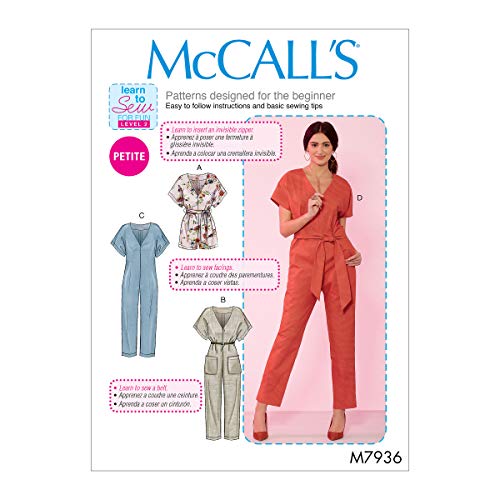 McCall's Patterns McCall's M7936Z Learn to Sew Women's Jumpsuit and Romper Sewing Patterns, Sizes L-XL Schnittmuster, weiß von McCall's Patterns