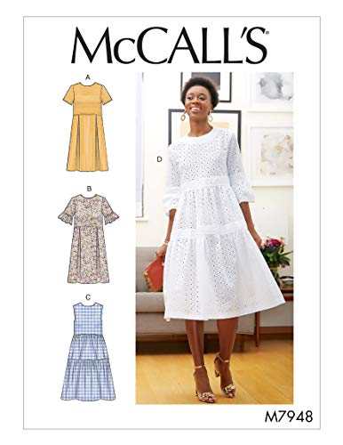 McCall's Patterns McCall's M7948E5 Women's Knee Length Pleated Dress Sewing Patterns, Sizes 14-22 Schnittmuster, Papier, weiß, Verschiedene Größen von McCall's