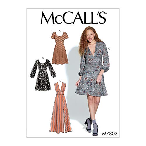 McCall's Patterns Women's Open Neckline Dress Sewing Patterns, Sizes 14-22 McCall's M7802E5 Schnittmuster für Damenkleid, offener Ausschnitt, Größen 42-50, Papier, Weiß, 14-16-18-20-22 von McCall's