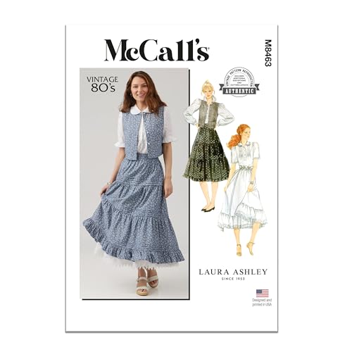 MCCALLS M8463A Damenbluse, Weste, Rock und Petticoat von Laura Ashley A (36-38-40-42-44) von McCall's