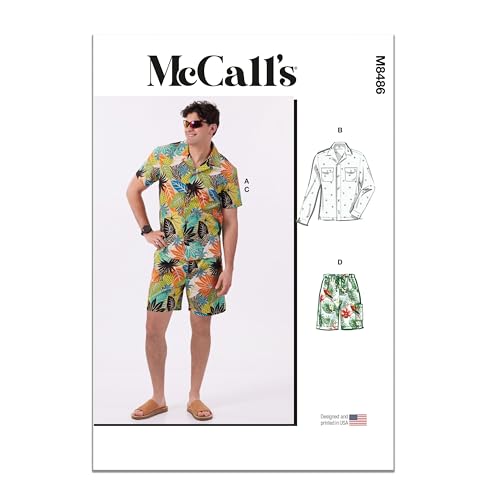 MCCALLS Schnittmuster M8486AA Herrenhemden und Shorts AA (34-36-38-40-42) von McCall's