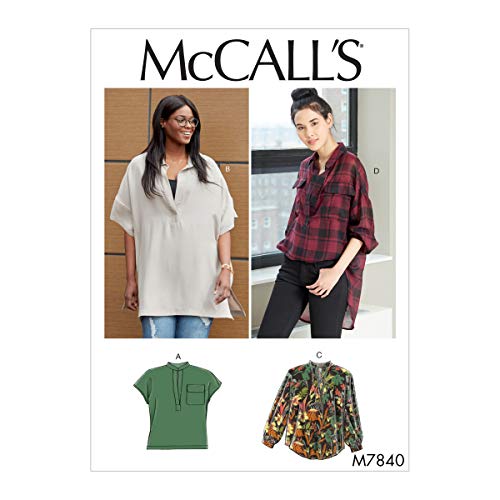 McCall Pattern McCall's M7840RR Women's Loose Fitting Shirt Sewing Patterns, Plus Sizes 18W-24W. Schnittmuster, 18 W-20 W-22 W-24 W, Einheitsgröße von McCall's