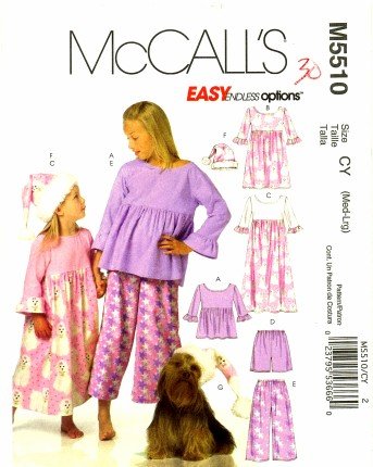 McCall's 5510 Schnittmuster für Mädchen, Schlafanzug, Nachthemd, Hut und Hundehut, Größe 7–12 von McCall's