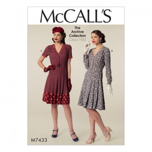 McCall's Damen Schnittmuster 7433, für Hemden, Kleider und Gürtel im Vintage-Stil von McCall's