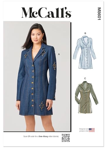 McCall's M8601H5 Schnittmuster-Paket für Damen, enganliegend, Knopfleiste vorne, Designcode M8601, Größen 34-36-38-40-42 von McCall's