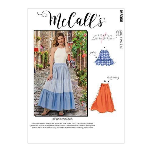 McCall's Misses' Pull-On Gathered Skirts with Tier and Length Variations Y (XSM-SML-MED) McCalls Pattern M8066Y Damenröcke mit Rändern und Längenvariationen, Papier, verschieden von McCall's