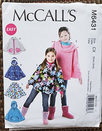 McCall's Patterns M6431 Size CX Extra-Small - Small Children's/ Girls' Ponchos, Pack of 1, White von McCall's