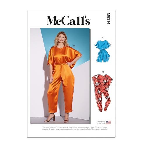 McCall's Schnittmuster-Set für Damen, Strampler, Jumpsuits und Schärpe, Designcode M8314, Größen XSM-SML-MED McCall's Schnittmuster-Set für Damen, Strampler, Jumpsuits und Schärpe, Designcode M8314, Größen XSM-SML-MED von McCall's