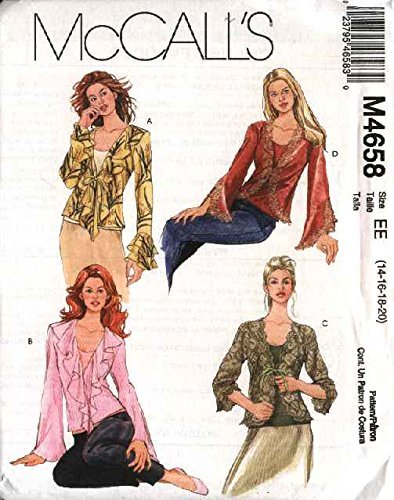 McCall's Sewing Pattern 4658 Misses Size 6-12 Front Tie Jacket Tops Bias Tank Shell Twinset by von McCall's