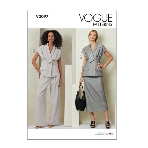 McCall's V2097U5 Misses' Hourglass V-Neck Top, Semi Pants and Fitted Skirt Schnittmuster-Paket, Design-Code V2097, Papier, Mehrfarbig, 16-18-20-22-24 von McCall's
