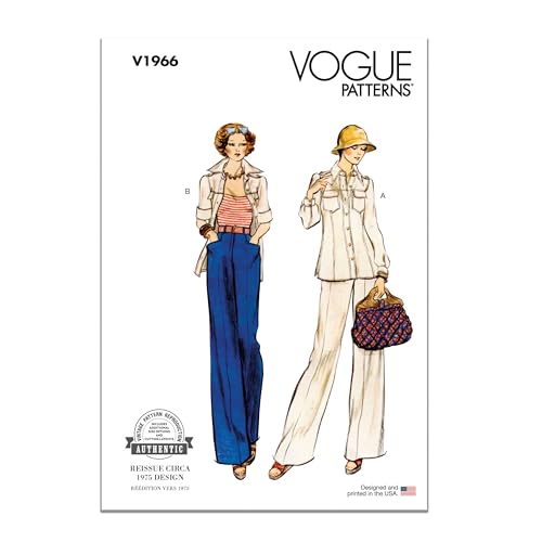Vogue Schnittmuster-Set, Vintage-Stil 1975, weite Beine, Hose und halb-taillierte Jacke, Design Code V1966, Größen 36-38-40-44 von McCall's