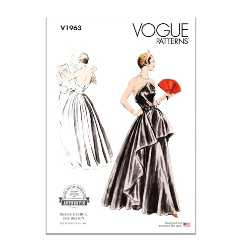 Vogue Vintage 1948 Schnittmuster-Set für Abendkleid, Design Code V1963, Größen 32-34-36-40 von McCall's