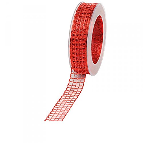 Geschenkband Gitter 25mm/20Meter rot Geschenkband Gitter 25mm/20Meter rot von McDEKO