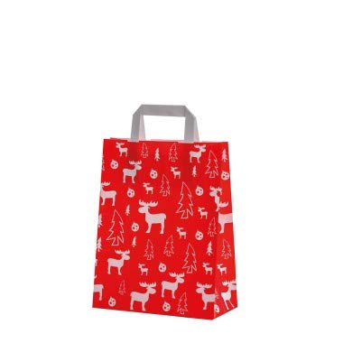 McDEKO Papiertragetaschen 'Elch' rot - 22 x 10 x 28 cm - 50 Stück von McDEKO