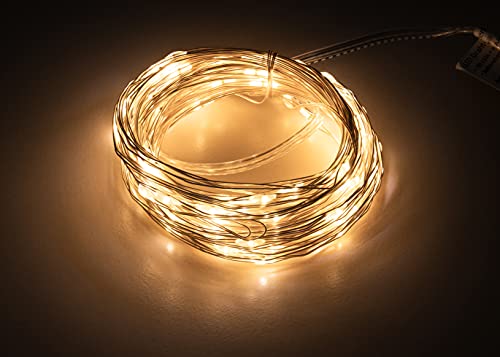 McShine - LED Draht-Lichterkette | Micro | 100 LEDs, 10m, warmweiß, Batteriebetrieb | netzunabhängig | dünne Drähte für dezentes Unterbringen | ideal für Weihnachtsdeko, Blumensträuße, Kränze, uvam. von McShine