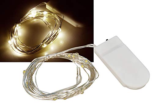 McShine - LED Draht-Lichterkette | Micro | warmweiß, Batteriebetrieb | netzunabhängig | hauchdünne Drähte | ideal für Weihnachtsdeko, Blumensträuße, Kränze und als Tischdekoration (20 LEDs / 2m) von McShine