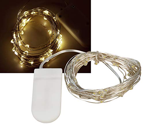 McShine - LED Draht-Lichterkette | Micro | warmweiß, Batteriebetrieb | netzunabhängig | hauchdünne Drähte | ideal für Weihnachtsdeko, Blumensträuße, Kränze und als Tischdekoration (50 LEDs / 5m) von McShine