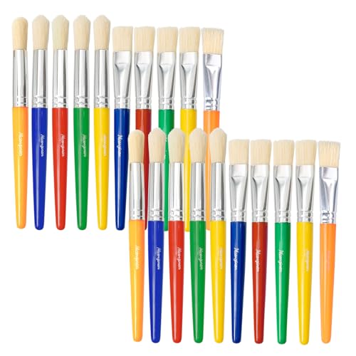 Mcenzinen 20 Stück Große Pinsel – Runde und Flache Pinsel für Kinder, Kinderspezifische Auswaschbare, Bunte Pinsel-Set für Kleinkinder Mcenzinen 20 Stück Große Pinsel – Runde und Flache Pinsel für Kinder, Kinderspezifische Auswaschbare, Bunte Pinsel-Set für Kleinkinder von Mcenzinen