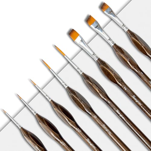 Mcenzinen 8 Stück Detail Pinsel Set, Kupferzwinge, spezielle Doppelklemmen-Verarbeitung, Birkenholz, dreieckiger Griff, geeignet für Ölmalerei, Aquarellmalerei, Acrylmalerei und Digitale Malerei von Mcenzinen