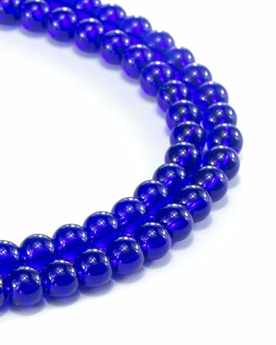 Glasperlen, 8 mm, 46 Stück, Glasperlen für Schmuckherstellung, Charm, runde lose Perlen für Armbandherstellung, Set (dunkelblaues Glas) von Mchruie
