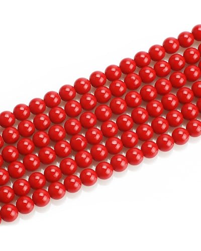 Glasperlen, 8 mm, 46 Stück, Glasperlen für Schmuckherstellung, Charm, runde lose Perlen für Armbandherstellung, Set (roter Achat) von Mchruie