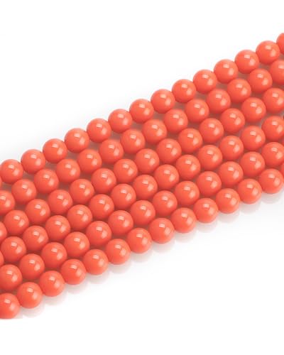 Glasperlen, 8 mm, 46 Stück, Glasperlen für Schmuckherstellung, Charm, runde lose Perlen für Armbandherstellung, Set (rotes Glas) von Mchruie