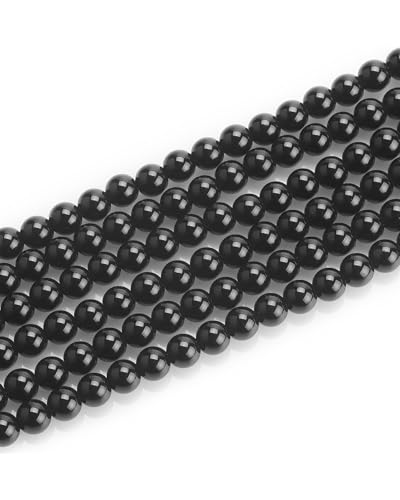 Glasperlen, 8 mm, 46 Stück, Glasperlen für Schmuckherstellung, Charm, runde lose Perlen für Armbandherstellung, Set (schwarzer Agent) von Mchruie