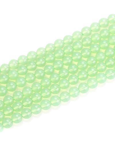 Glasperlen, 8 mm, 46 Stück, Glasperlen für Schmuckherstellung, Charm, runde lose Perlen für Armbandherstellung, Weiß / Grün von Mchruie