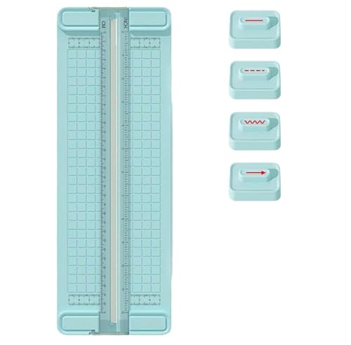 4-in-1-Papierschneider mit bidirektionalem Antrieb, Mini-Papierschneider mit Schieber, Papierschneider für Scrapbooking mit automatischer Sicherung, tragbarer Fotoschneider mit gewellten (Blau) von Mciluyaiio