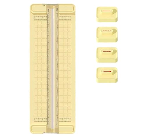 4-in-1-Papierschneider mit bidirektionalem Antrieb, Mini-Papierschneider mit Schieber, Papierschneider für Scrapbooking mit automatischer Sicherung, tragbarer Fotoschneider mit gewellten (Gelb) von Mciluyaiio