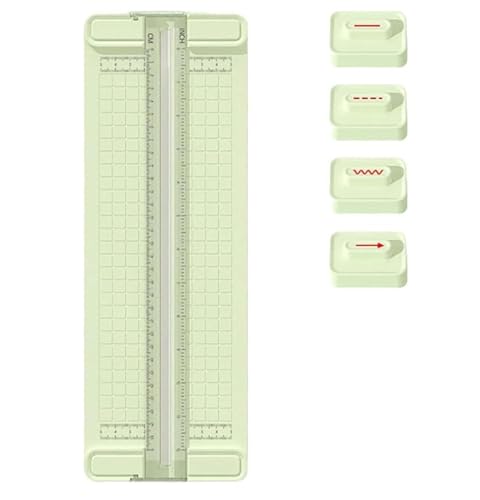 4-in-1-Papierschneider mit bidirektionalem Antrieb, Mini-Papierschneider mit Schieber, Papierschneider für Scrapbooking mit automatischer Sicherung, tragbarer Fotoschneider mit gewellten (Grün) von Mciluyaiio