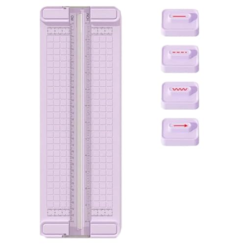 4-in-1-Papierschneider mit bidirektionalem Antrieb, Mini-Papierschneider mit Schieber, Papierschneider für Scrapbooking mit automatischer Sicherung, tragbarer Fotoschneider mit gewellten (Lila) von Mciluyaiio