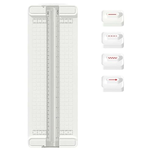 4-in-1-Papierschneider mit bidirektionalem Antrieb, Mini-Papierschneider mit Schieber, Papierschneider für Scrapbooking mit automatischer Sicherung, tragbarer Fotoschneider mit gewellten (Weiß) von Mciluyaiio