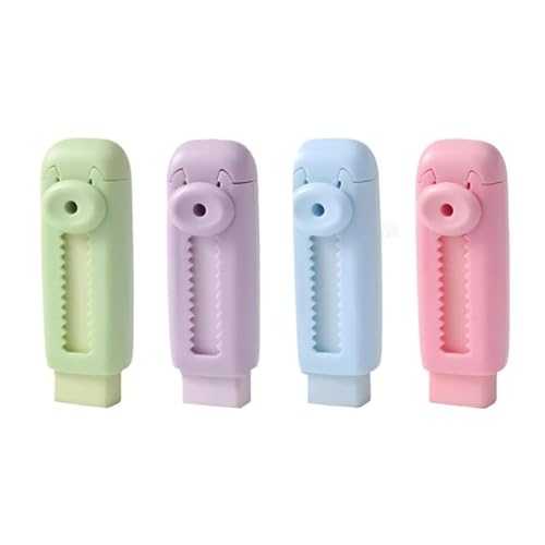 Einziehbarer Radiergummi, Süße Pastell-Radiergummis für Schul- und Bürobedarf weicher, großer Radiergummi mit Push-Pull-Funktion (4pcs) von Mciluyaiio
