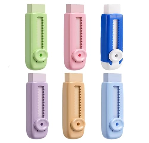 Einziehbarer Radiergummi, Süße Pastell-Radiergummis für Schul- und Bürobedarf weicher, großer Radiergummi mit Push-Pull-Funktion (6pcs) von Mciluyaiio