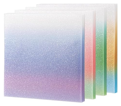 Glitzer-Haftnotizen, Glitzer-Notizblock, 7,6 x 7,6 cm, transparent, selbstklebend, transparent, für Büro und Schule (M) von Mciluyaiio
