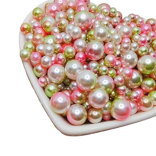 1 Flasche, 150 Stück Kunstperlen zur Schmuckherstellung, 3 mm - 8 mm, ohne Loch, Bastelperlen für Armbänder, Halsketten, Schlüsselanhänger, Perlen, Grün und Rosa Farbverlauf 1 Flasche, 150 Stück Kunstperlen zur Schmuckherstellung, 3 mm - 8 mm, ohne Loch, Bastelperlen für Armbänder, Halsketten, Schlüsselanhänger, Perlen, Grün und Rosa Farbverlauf von Mcoser