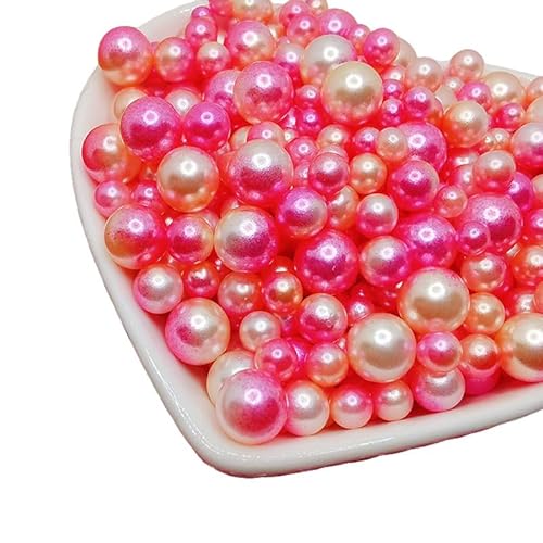 1 Flasche, 150 Stück Kunstperlen zur Schmuckherstellung, 3 mm - 8 mm, ohne Loch, Bastelperlen für Armbänder, Halsketten, Schlüsselanhänger, Perlen, Rosenrot und Orange, Farbverlauf 1 Flasche, 150 Stück Kunstperlen zur Schmuckherstellung, 3 mm - 8 mm, ohne Loch, Bastelperlen für Armbänder, Halsketten, Schlüsselanhänger, Perlen, Rosenrot und Orange, Farbverlauf von Mcoser