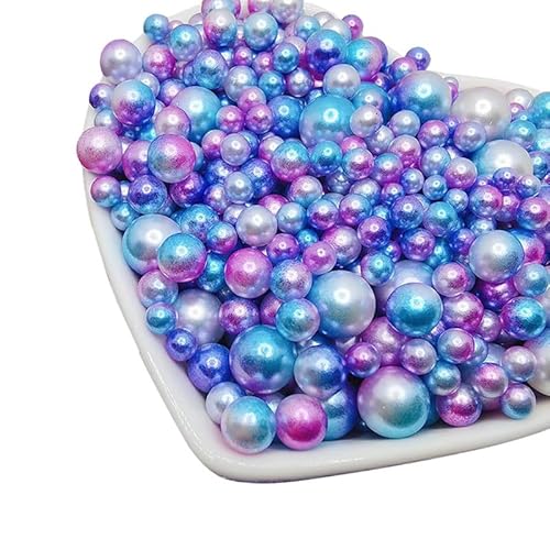 1 Flasche, 150 Stück Kunstperlen zur Schmuckherstellung, 3 mm - 8 mm, ohne Loch, Bastelperlen für Armbänder, Halsketten, Schlüsselanhänger, Perlen, lila und blauer Farbverlauf 1 Flasche, 150 Stück Kunstperlen zur Schmuckherstellung, 3 mm - 8 mm, ohne Loch, Bastelperlen für Armbänder, Halsketten, Schlüsselanhänger, Perlen, lila und blauer Farbverlauf von Mcoser