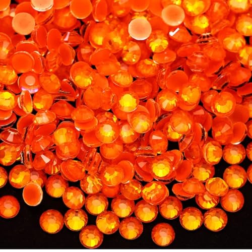 1 Packung mit 1440 Strasssteinen mit flacher Rückseite, leuchtende Glas-Strasssteine, orangerote, flache Rückseite, Edelstein-Verzierungen zum Basteln, Nagelkunst von Mcoser
