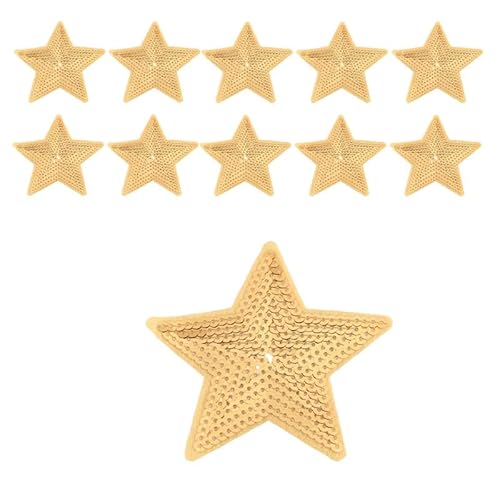 10 x goldene Stern-Pailletten zum Aufbügeln, glitzernde Pailletten, Stern-Aufnäher, Applikationen, Stoffaufkleber für Kleidung, Jeans, Taschen, Hüte, Reparatur und Dekoration, 9 x 8,5 cm 10 x goldene Stern-Pailletten zum Aufbügeln, glitzernde Pailletten, Stern-Aufnäher, Applikationen, Stoffaufkleber für Kleidung, Jeans, Taschen, Hüte, Reparatur und Dekoration, 9 x 8,5 cm von Mcoser