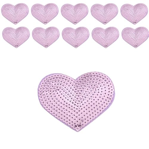 10 x violette Herz-Paillettenapplikationen zum Aufbügeln, glitzernde Pailletten, Herz-Flicken, Applikationen, Stoffaufkleber für Kleidung, Jeans, Taschen, Hüte, Reparatur und Dekoration, 8,5 x 7 cm 10 x violette Herz-Paillettenapplikationen zum Aufbügeln, glitzernde Pailletten, Herz-Flicken, Applikationen, Stoffaufkleber für Kleidung, Jeans, Taschen, Hüte, Reparatur und Dekoration, 8,5 x 7 cm von Mcoser