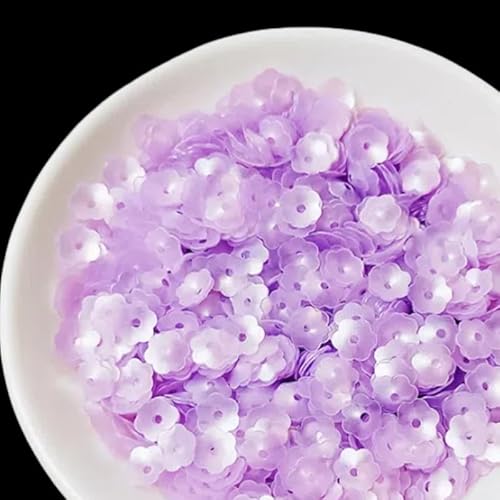 1200 Stück mattierte lila Blumen-Pailletten zum Nähen, Kunststoff-Pflaumenblütenperlen, 6 mm, Blumenscheibe, lose Pailletten für Scrapbooking, Bühnendekorationen 1200 Stück mattierte lila Blumen-Pailletten zum Nähen, Kunststoff-Pflaumenblütenperlen, 6 mm, Blumenscheibe, lose Pailletten für Scrapbooking, Bühnendekorationen von Mcoser
