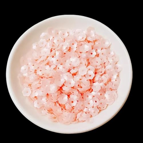 1200 Stück mattierte rosa Blumen-Pailletten zum Nähen, Kunststoff-Pflaumenblütenperlen, 6 mm, Blumenscheibe, lose Pailletten für Scrapbooking, Bühnendekorationen von Mcoser