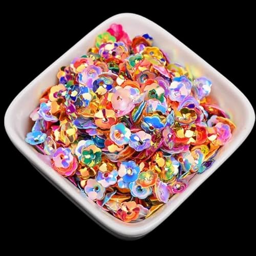 1200 Stück schillernde bunte Blumen-Pailletten zum Nähen, Kunststoff-Pflaumenblütenperlen, 6 mm, lose Pailletten für Scrapbooking, Bühnendekorationen 1200 Stück schillernde bunte Blumen-Pailletten zum Nähen, Kunststoff-Pflaumenblütenperlen, 6 mm, lose Pailletten für Scrapbooking, Bühnendekorationen von Mcoser