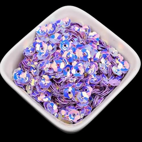 1200 Stück schillernde lila Blumen-Pailletten zum Nähen, Kunststoff-Pflaumenblütenperlen, 6 mm, Blumenscheibe, lose Pailletten für Scrapbooking, Bühnendekorationen 1200 Stück schillernde lila Blumen-Pailletten zum Nähen, Kunststoff-Pflaumenblütenperlen, 6 mm, Blumenscheibe, lose Pailletten für Scrapbooking, Bühnendekorationen von Mcoser