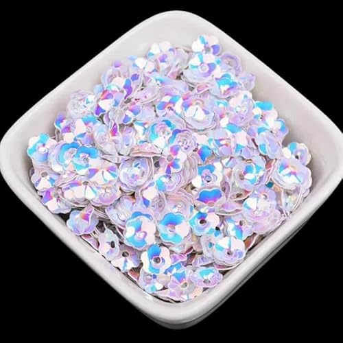 1200 Stück schillernde weiße Blumen-Pailletten zum Nähen, Kunststoff-Pflaumenblütenperlen, 6 mm, Blumenscheibe, lose Pailletten für Scrapbooking, Bühnendekorationen 1200 Stück schillernde weiße Blumen-Pailletten zum Nähen, Kunststoff-Pflaumenblütenperlen, 6 mm, Blumenscheibe, lose Pailletten für Scrapbooking, Bühnendekorationen von Mcoser